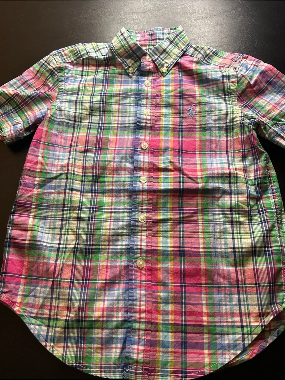 Polo Ralph Lauren Boys Natural Stretch Short Sleeve Plaid Button-Down Shirt